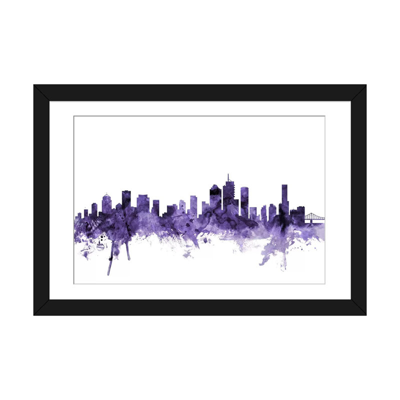 «Brisbane, Australie Skyline» par Michael Tompsett, impression sur toile tendue, H 24 po x l 32 po x P 1 po, Blanc