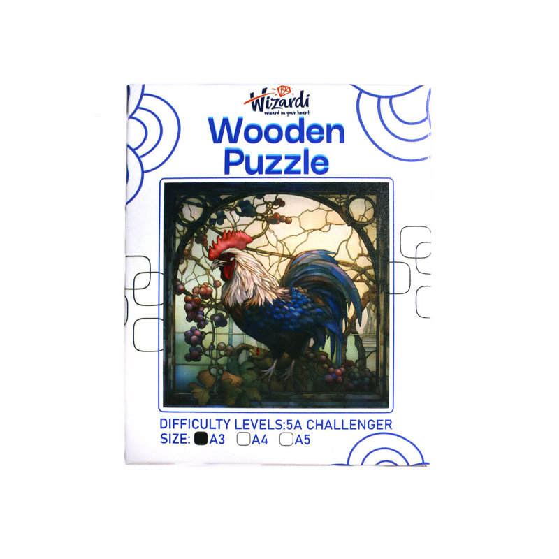 Coq dans le jardin - casse-tête en bois par Wizardi F07N9-17