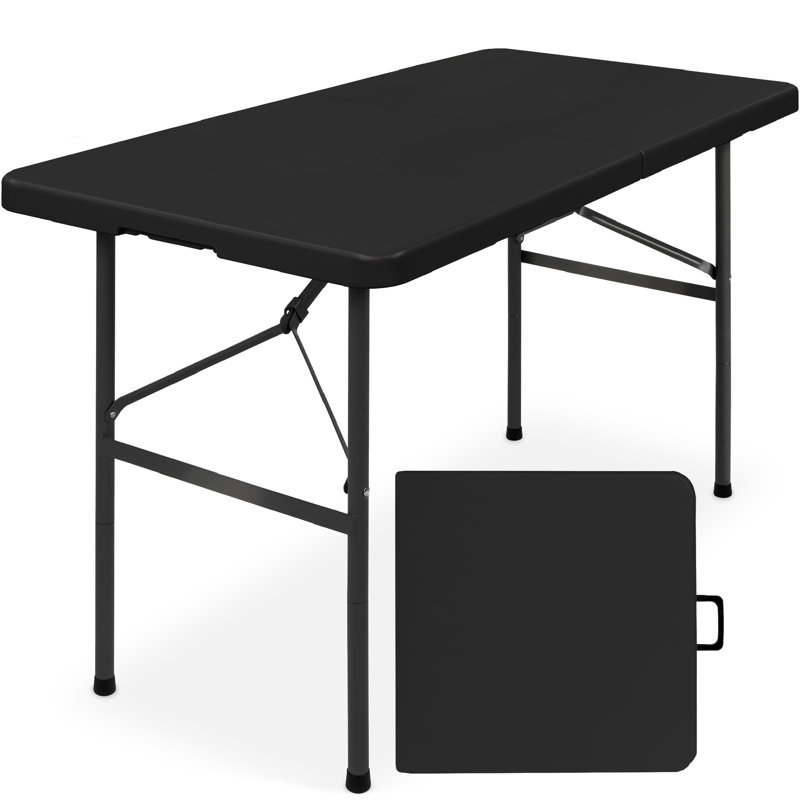 Table pliante en plastique, portatif extérieur / extérieur robuste avec poignée, serrure pour pique-nique, Black