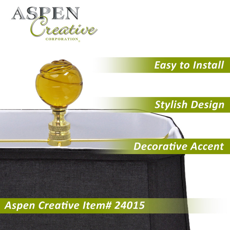Yellow Glass Ball Lamp Finial with Brass Finish