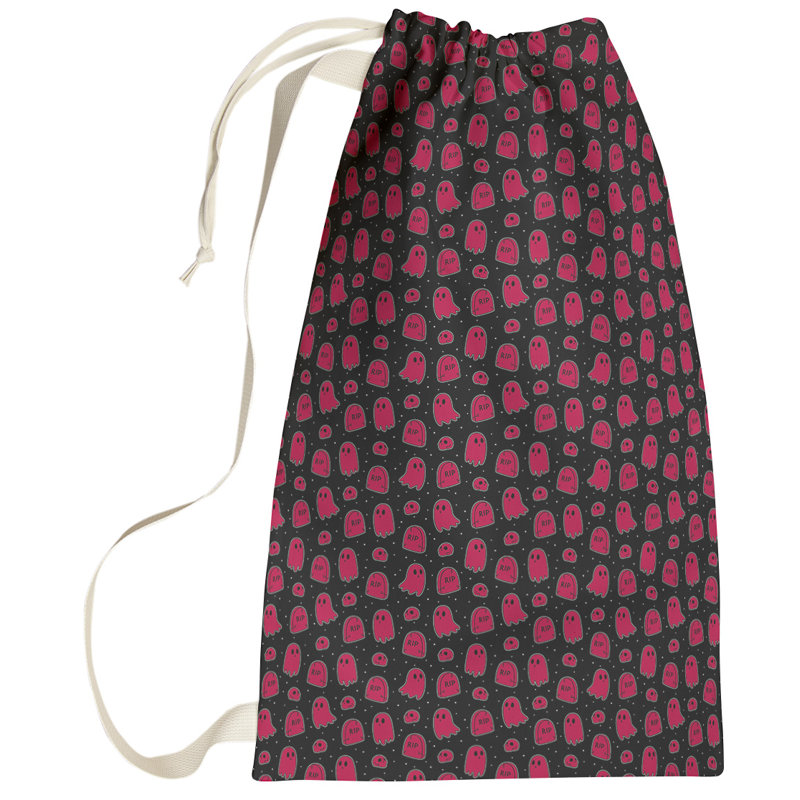 Sac à linge ghost, Petit (H 64 po x l 20 po x P 1,5 po), Noir / rouge
