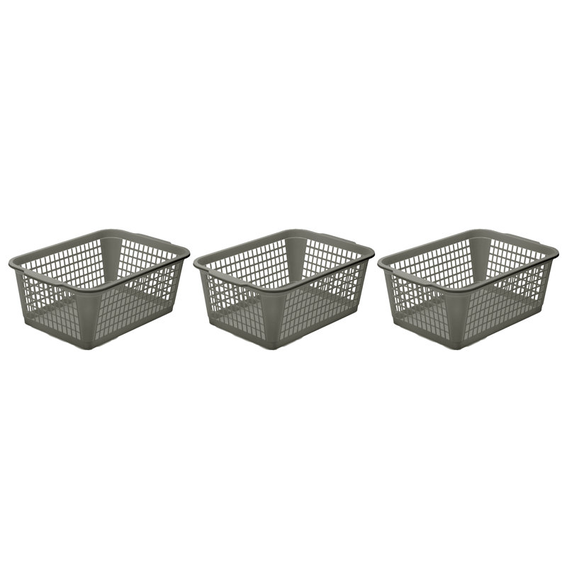 Panier de plastique, gris, 3, 14 x 12 x 14
