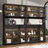 94.4" Wide Large Glass Door Display Stand With LED Lighting & Drawers-1740343249