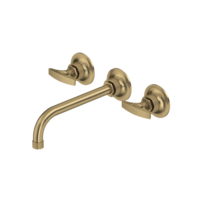 Graceline Wall Mount Lavatory Faucet, Antique Gold