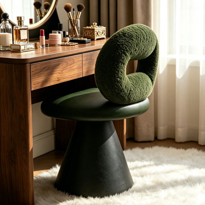 Chaise de coiffeuse pivotante à 360° de style luxueux avec dossier élégant, sans accoudoirs, idéale pour la chambre, le salon, le bureau et le bureau d'étude.