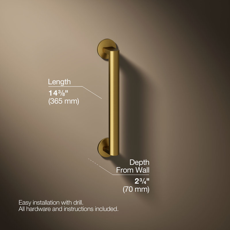 Components™ 18-In Grab Bar, 12" W, Vibrant Brushed Moderne Brass