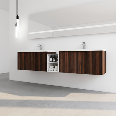 84 Inch Bathroom Cabinet With Sink, Rust- Metal Handle And Storage 84" Vanity Long-Lasting Hinges