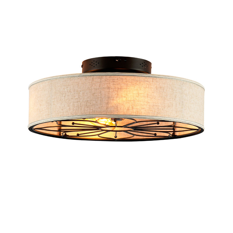 Ventilateur de plafond de 20 po en tissu de style campagnard sans pales avec télécommande pour salon, chambre à coucher, cuisine - ampoules non incluses
