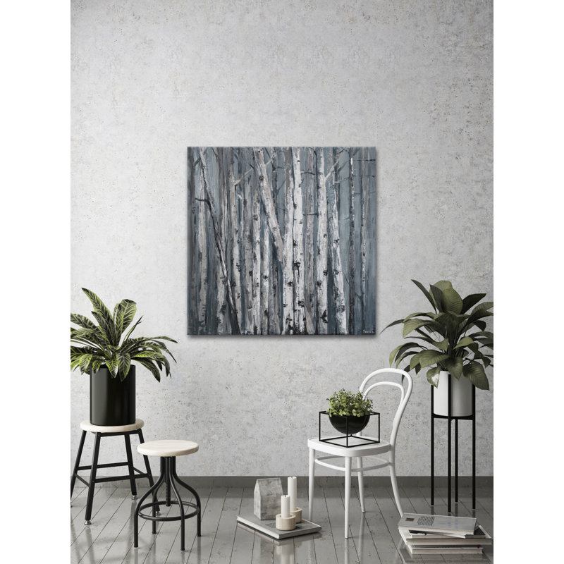 «Twigs and Trunks» - peinture sur toile tendue, H 12 po x l 12 po x P 1,5 po