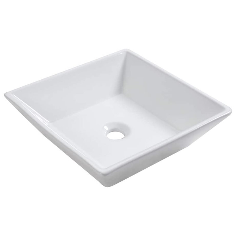 Lavabo de salle de bain carré en céramique blanche