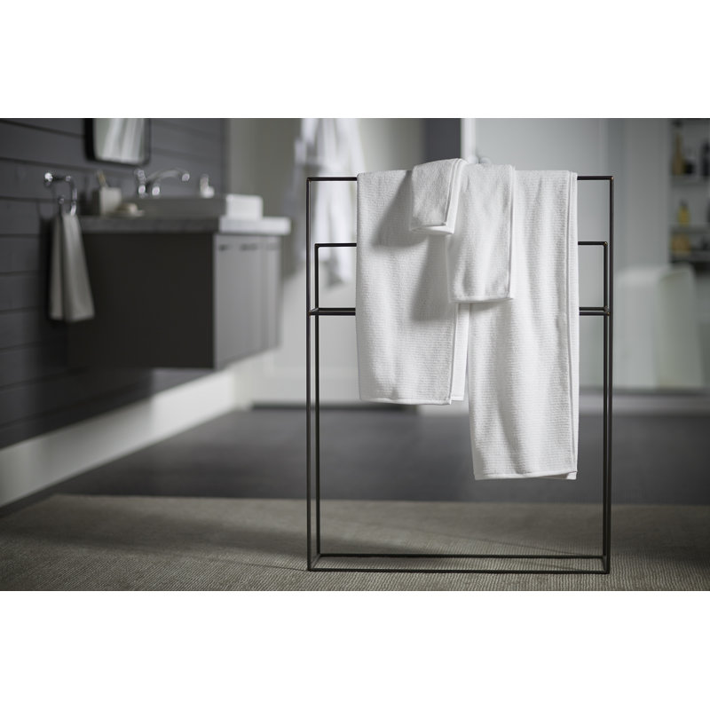 Bath Linens Washcloth with Textured Weave, White