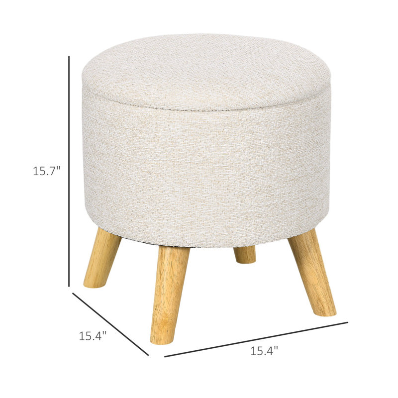 Tabouret rond avec repose-pieds HOMcom, Crème / blanc