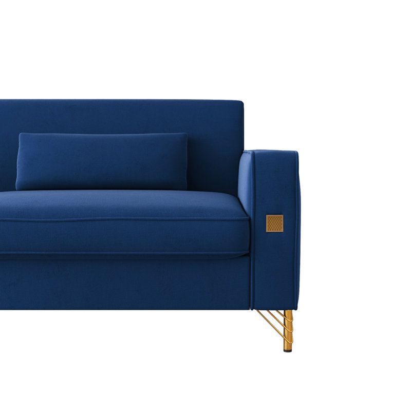 Canapé Lucian Luxe avec détails dorés, Bleu