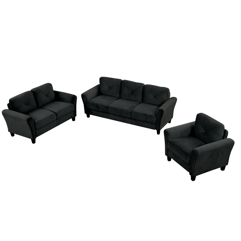 Ensemble de canapé modulaire confortable 1 + 2 + 3, Noir