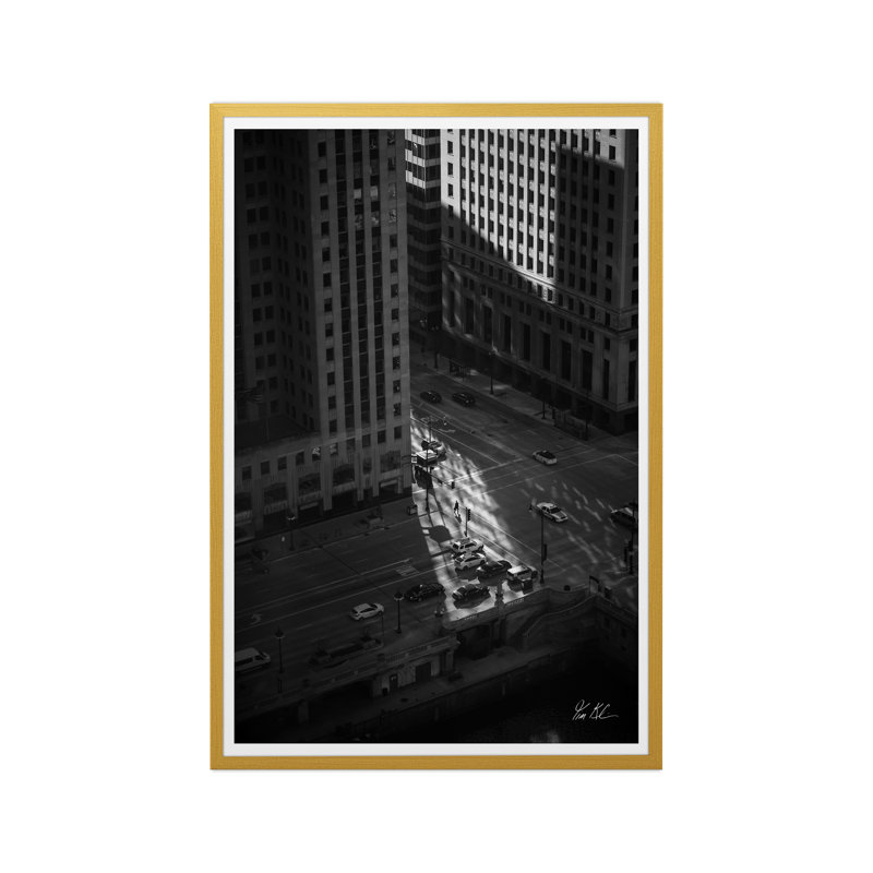 Wacker Drive Chicago II, Lustre photo encadré, H 40 po x l 27 po x P 1,5 po, Doré