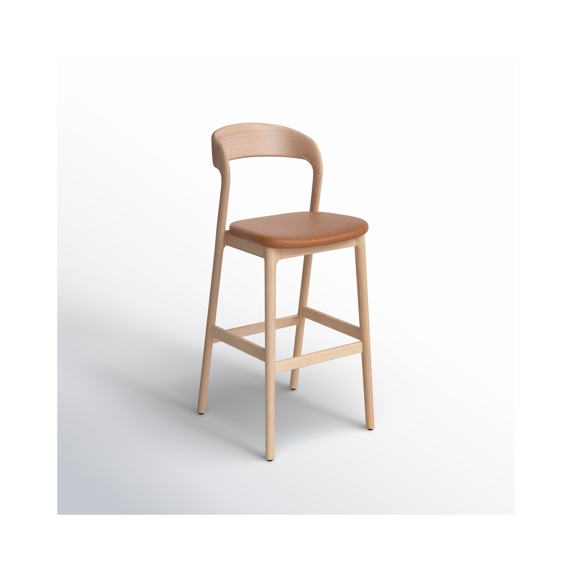 Kayla Leather Bar & Counter Stool, Bar Stool (30" Seat Height), Butterscotch Genuine Leather/Natural