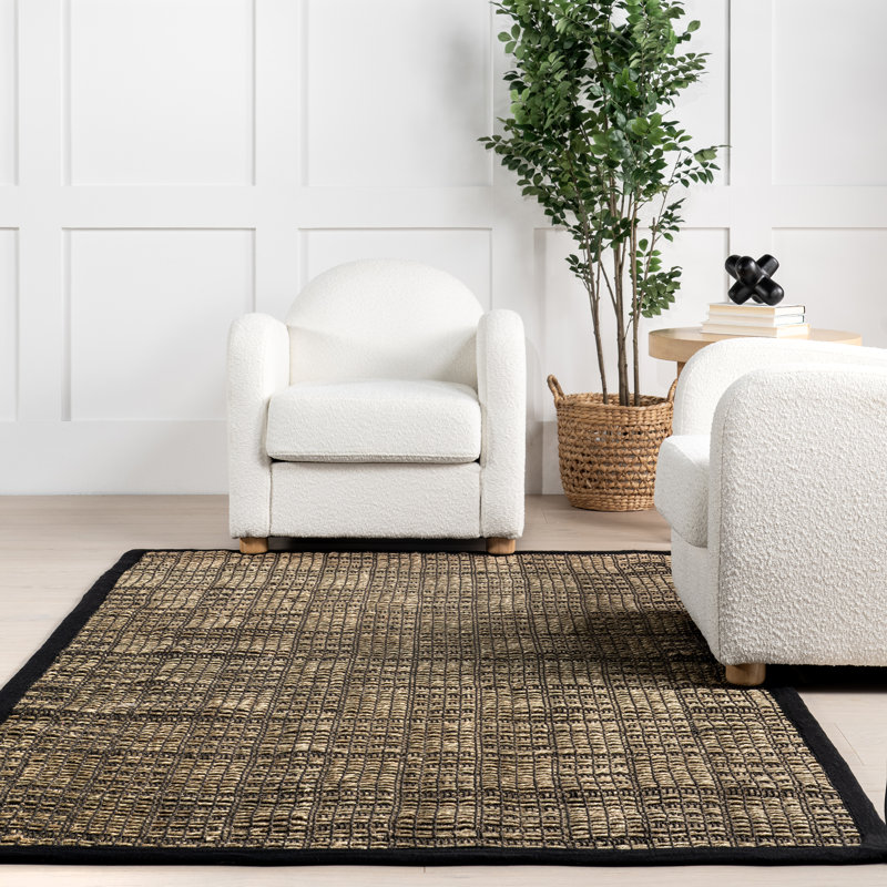 Tapis géométrique en ruppie maritime, Tapis de couloir 2 pi 6 po x 8 pi