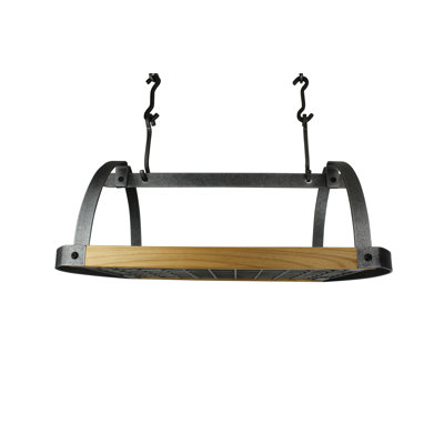 Handcrafted Decor Oval Ceiling Pot Rack with 12 Hooks & Alder Wood