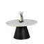 Table basse ronde de style contemporain avec plateau en faux marbre et base cylindrique