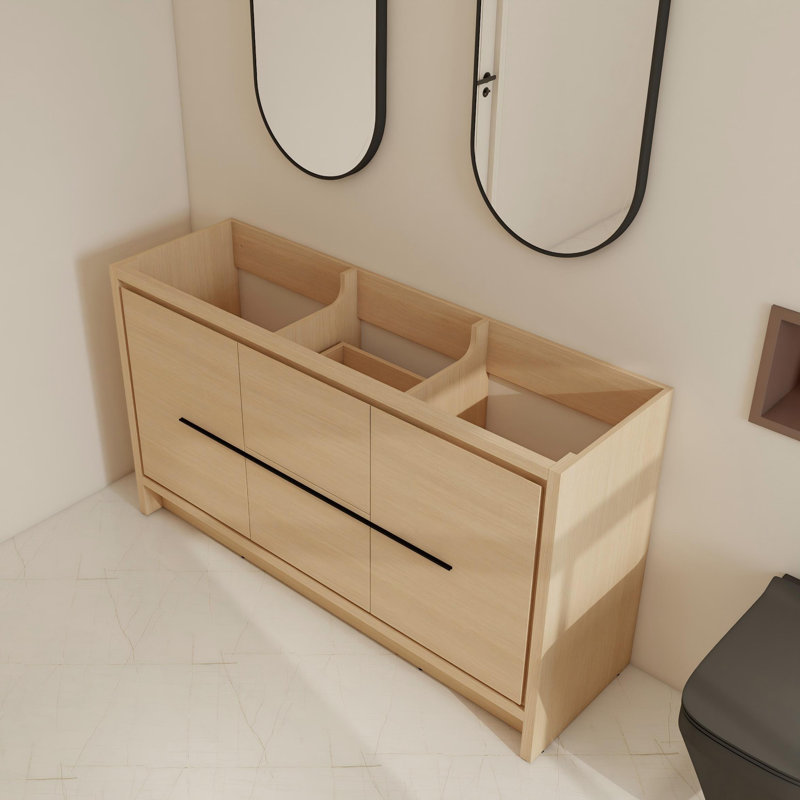 Bases de meuble-lavabo doubles autoportantes 60 "avec tablettes et tiroirs 60", 60"