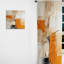 Textile Symphony II - Rideau abstrait obscurcissant avec collage abstrait - 1 panneau-107831130