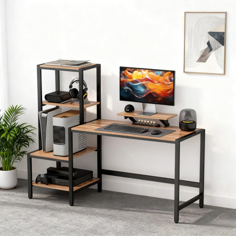 Bureau avec tablette réversible à 4 niveaux, H 49,2 po x l 59,1 po x P 18,9 po