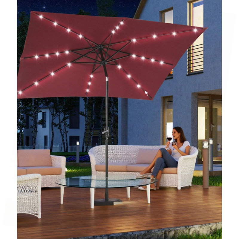Parasol solaire Sun, parasol de patio éclairé, Rouge