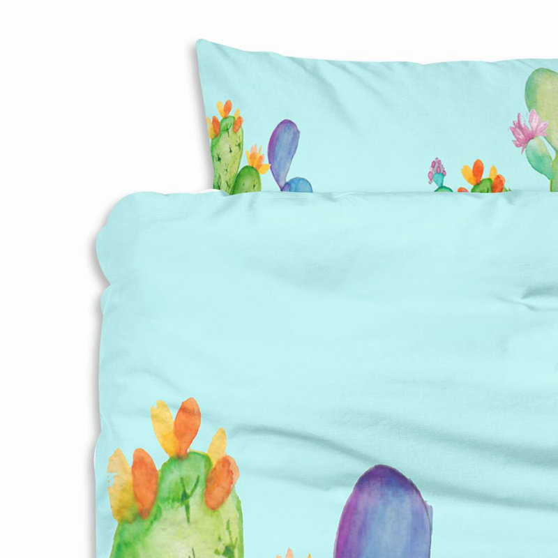  Ensemble de housse de couette pastel cactus, Housse de couette simple + 1 taie décorative stan