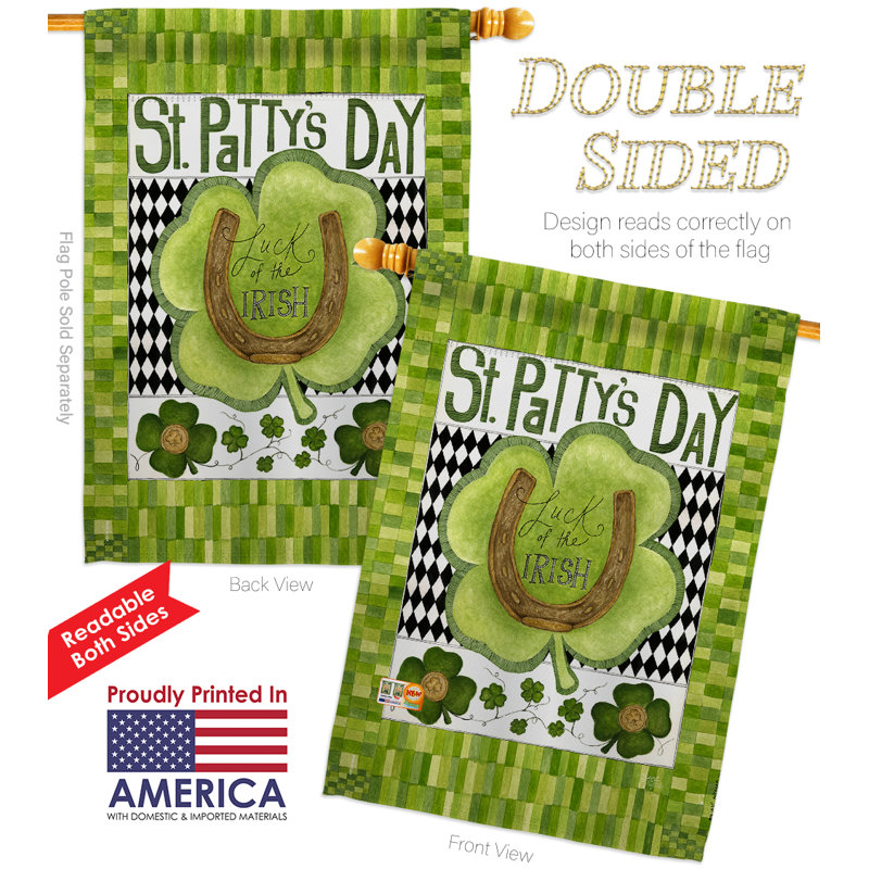 Double Sided 40'' H x 28'' W Polyester St. Patrick's Day Flag Set