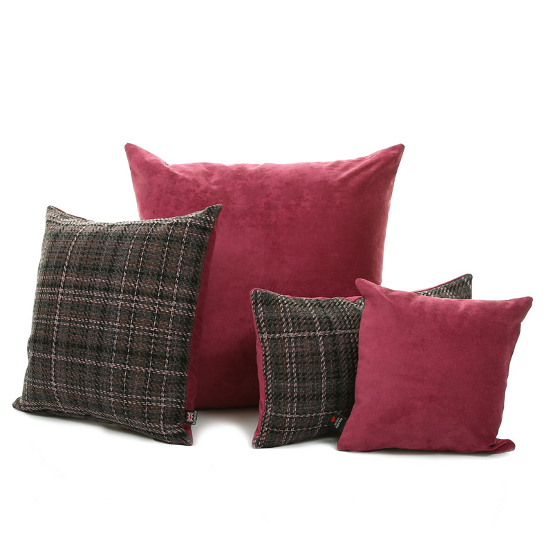 Deemer Plaid Square Throw Cushion, Pink, 28 x 28cm