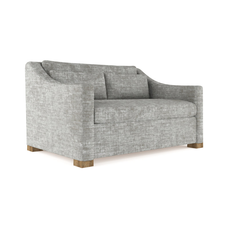 Causeuse Crosby, H 32,5 po x l 60 po x P 43 po, Velours écrasé rayé argent, Ébène