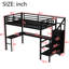 Lit mezzanine pleine grandeur avec tablette réglable et lumières à DEL, métal, garde-robe noire pour adolescents, construction métallique, élégant