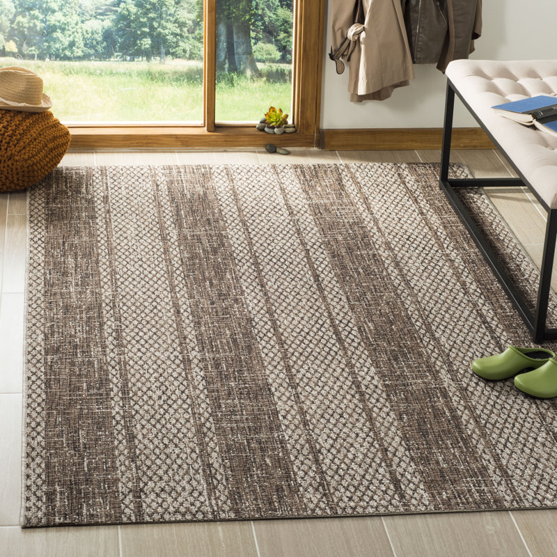Atwells Looped Beige/Brown Indoor/Outdoor Rug, Rectangle 122 x 170 cm