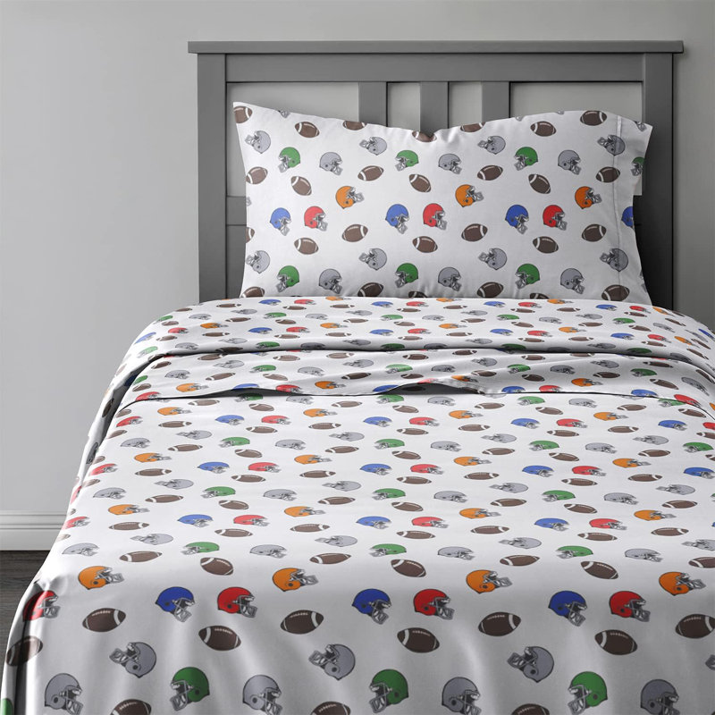 Kids Sheet Set, Soft Microfiber Bedding, Cozy & Breathable, Wrinkle Free Easy Care Bed Sheets, Football
