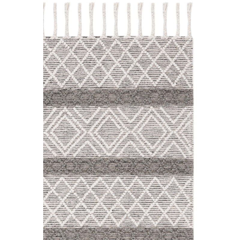 Natura Hand Woven Wool/Cotton Geometric Rug in Ivory/Charcoal, Rectangle 5' x 8'