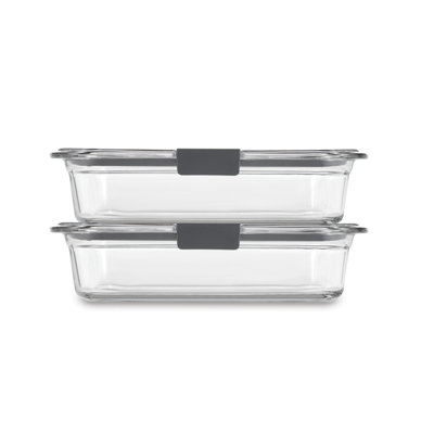 Contenants de nourriture en verre Rubbermaid Brilliance avec couvercles, 8 tasses, paquet de 2 (4 pièces au total)