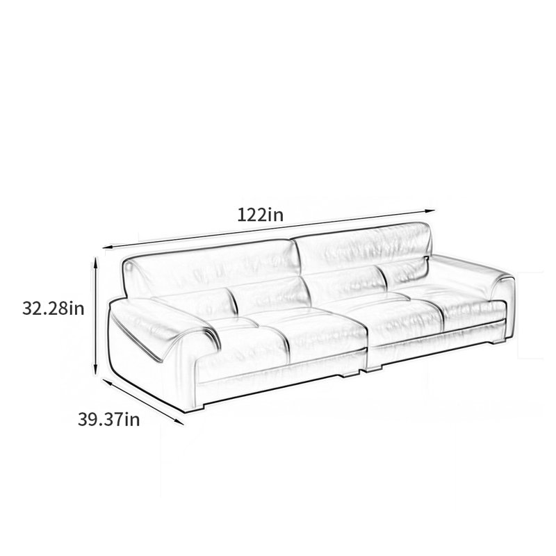 Canapé simple moderne de style rétro, H 32,28 po x l 122 po x P 39,37 po, 4