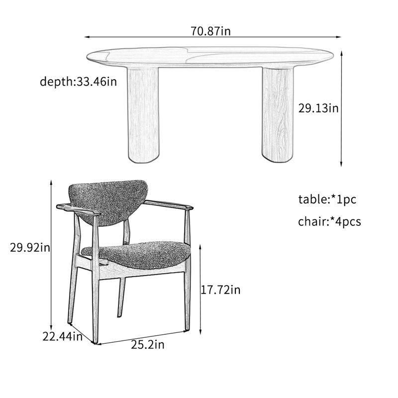 Kloss, 29.13"H x 70.87"L x 33.46"W