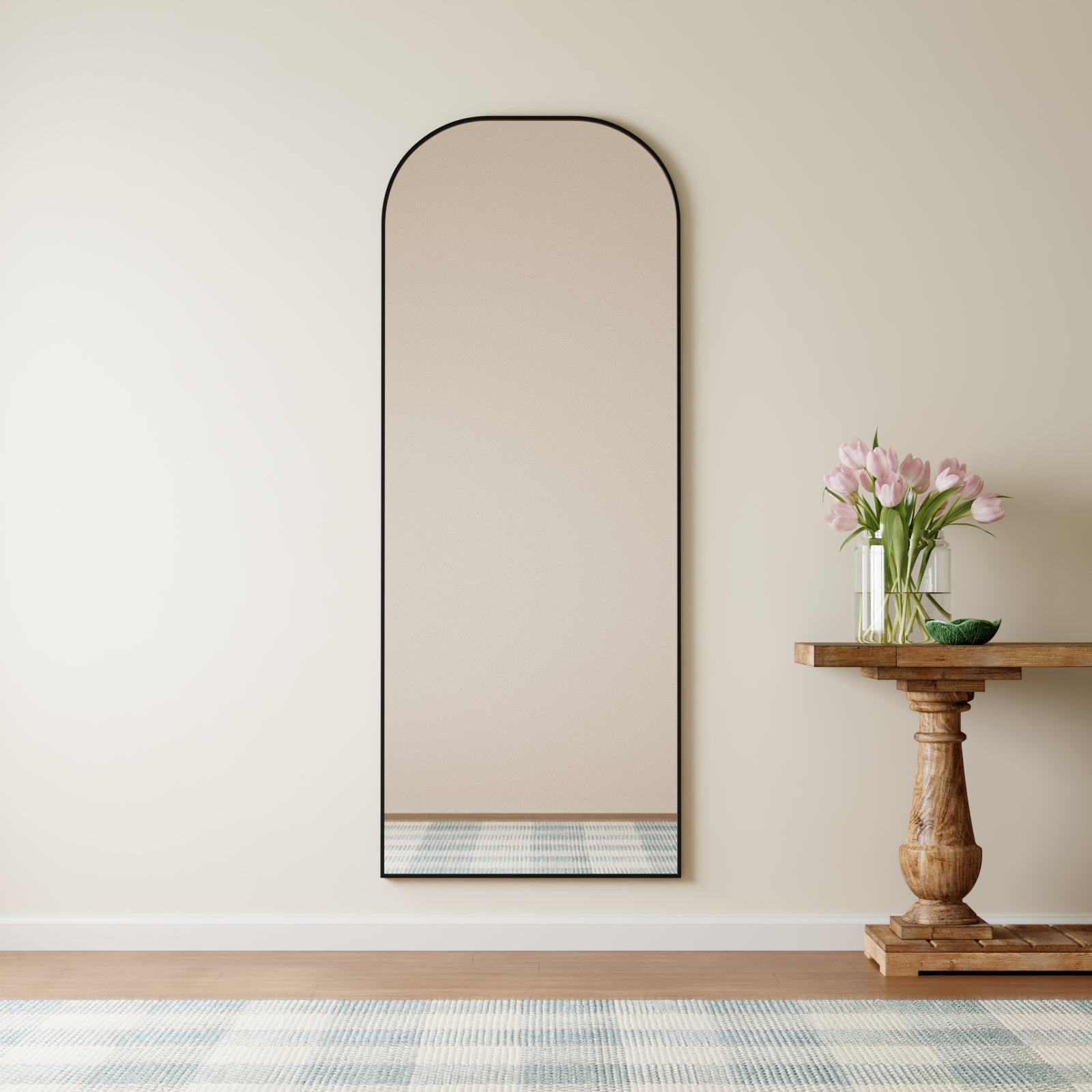 Sabine Metal Wide Arch Wall Mirror, 74" x 28", Black