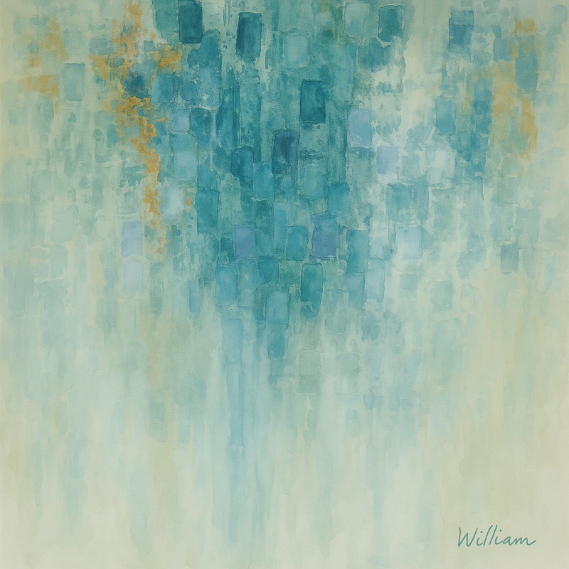 Tranquil Echoes – Abstract Teal Haze Canvas Wall Art