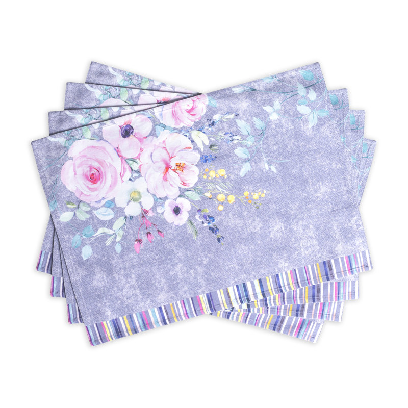 Ensemble de napperons 4 - 13 "x 19" Maison Lavande Sweet Rose Maison d'Hermine