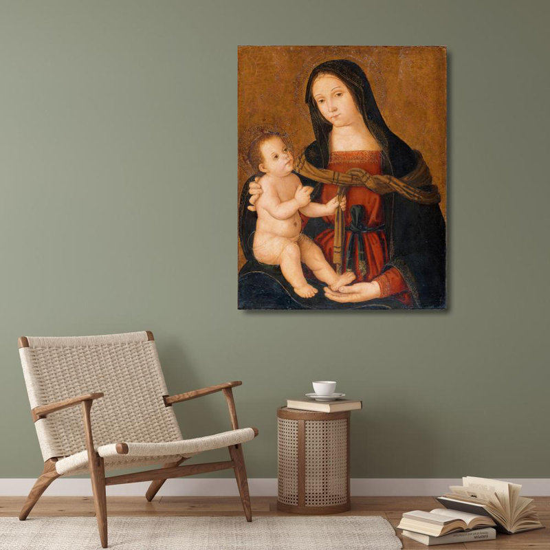 «Madonna and Child» par Antoniazzo Romano, reproduction d'art sur toile tendue avec châssis, H 40 po x l 28 po