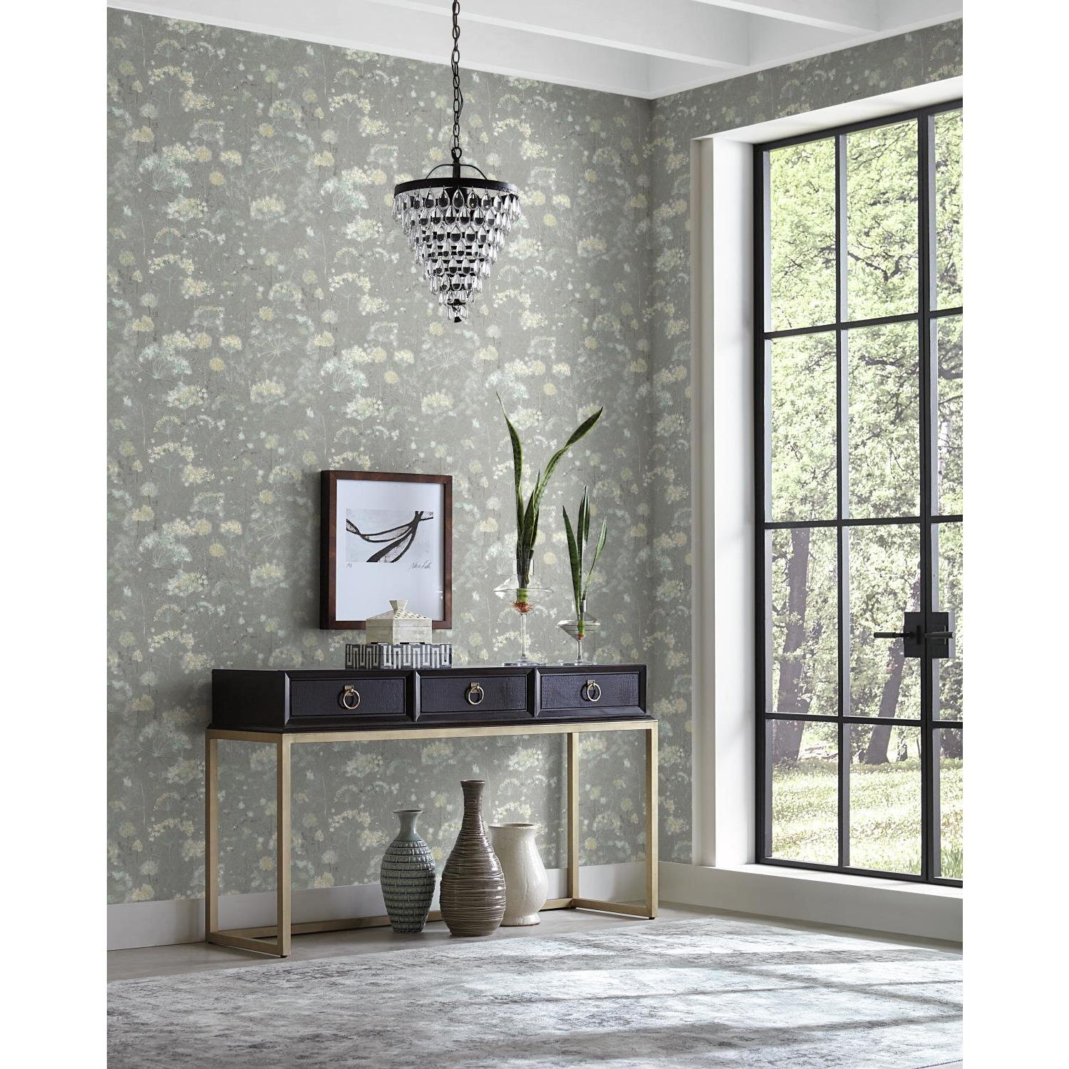 Floral Wallpaper, Gray