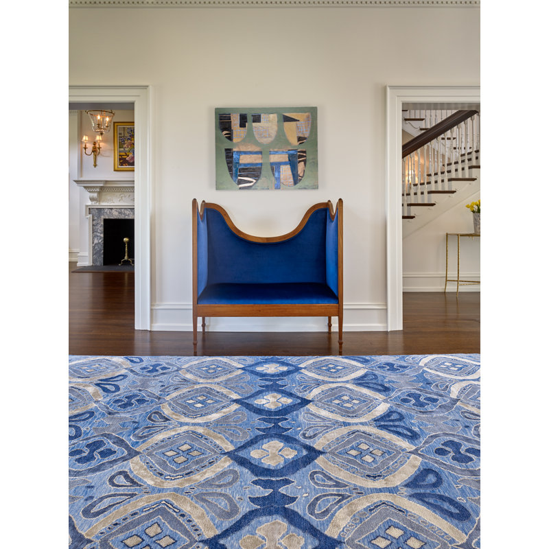 Bali Geometric Area Rug in Blue, Rectangle 10' x 14' 
