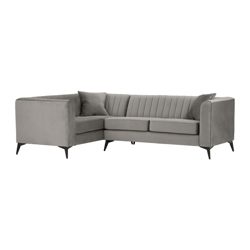 Adryen 5 Seater Velvet Corner Sofa , Grey, Left Hand Facing