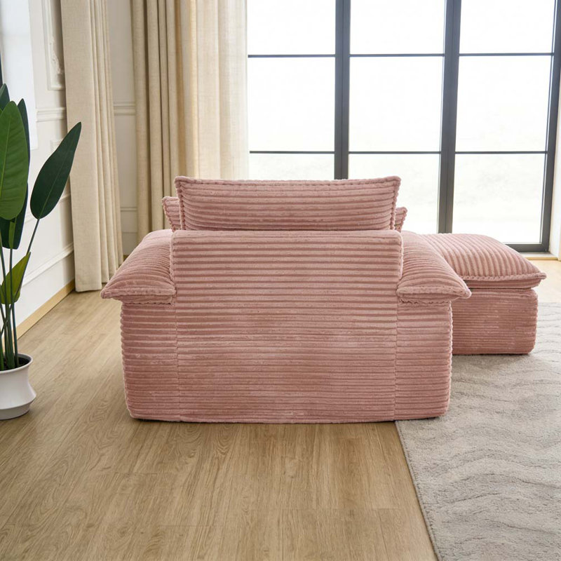 Fauteuil surdimensionné et demi 47 po, Rose