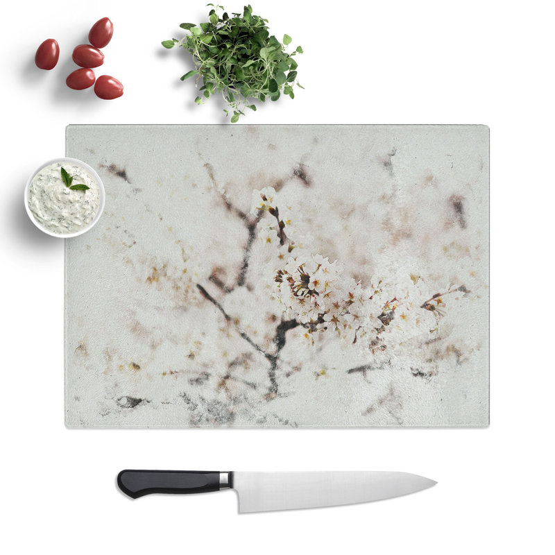 Cherry Blossom Flowers Vol.7 Watercolour Chopping Board, 0.4cm H x 28.5cm W x 39cm L