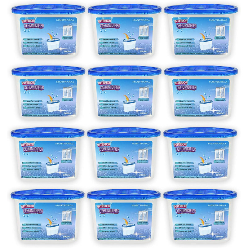 MantraRaj 500ml Interior Dehumidifiers Disposable Helps Stop Damp, Mildew, Mould Condensation x 12