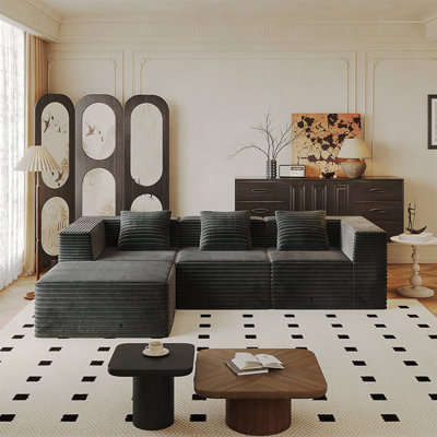Modular Sectional Couch, Boneless Sofa With Deep Seat, High Density Memory Foam, Compression Sofa