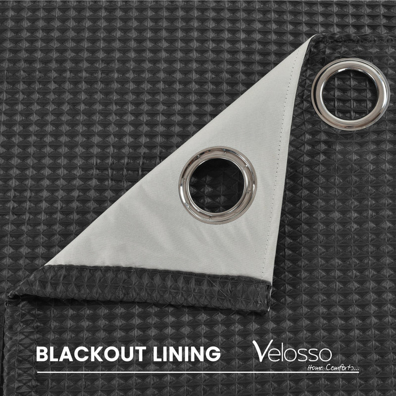Quian Blackout Curtain, 90cm Width x 90cm Drop, Charcoal